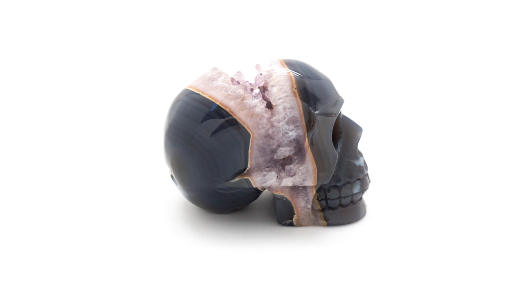 Large Amethyst Geode Skull